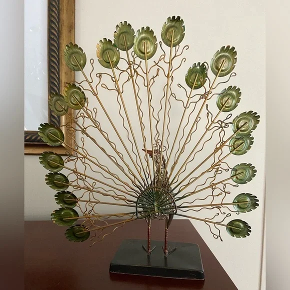 Vintage PIER 1 Metal Sculpture PEACOCK with colorful glass beads and Wire Work - Picture 7 of 10